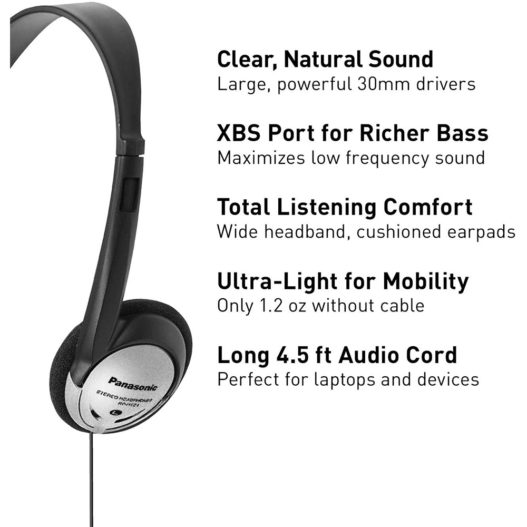 Panasonic RP-HT21 Lightweight Headphones with XBS Port - Silver - Image 3