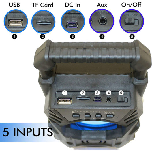 Technical Pro BOOM 1 Portable Rechargeable Compact Bluetooth Speaker - Image 4