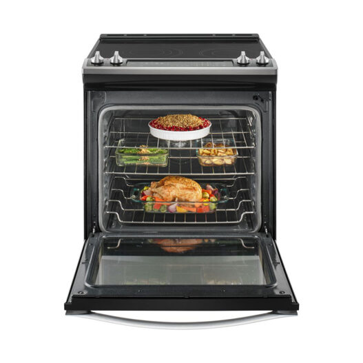 30" Whirlpool YWEE745H0FS Stainless Steel 5 Burner Slide-In Electric Range with True Convection - Image 3